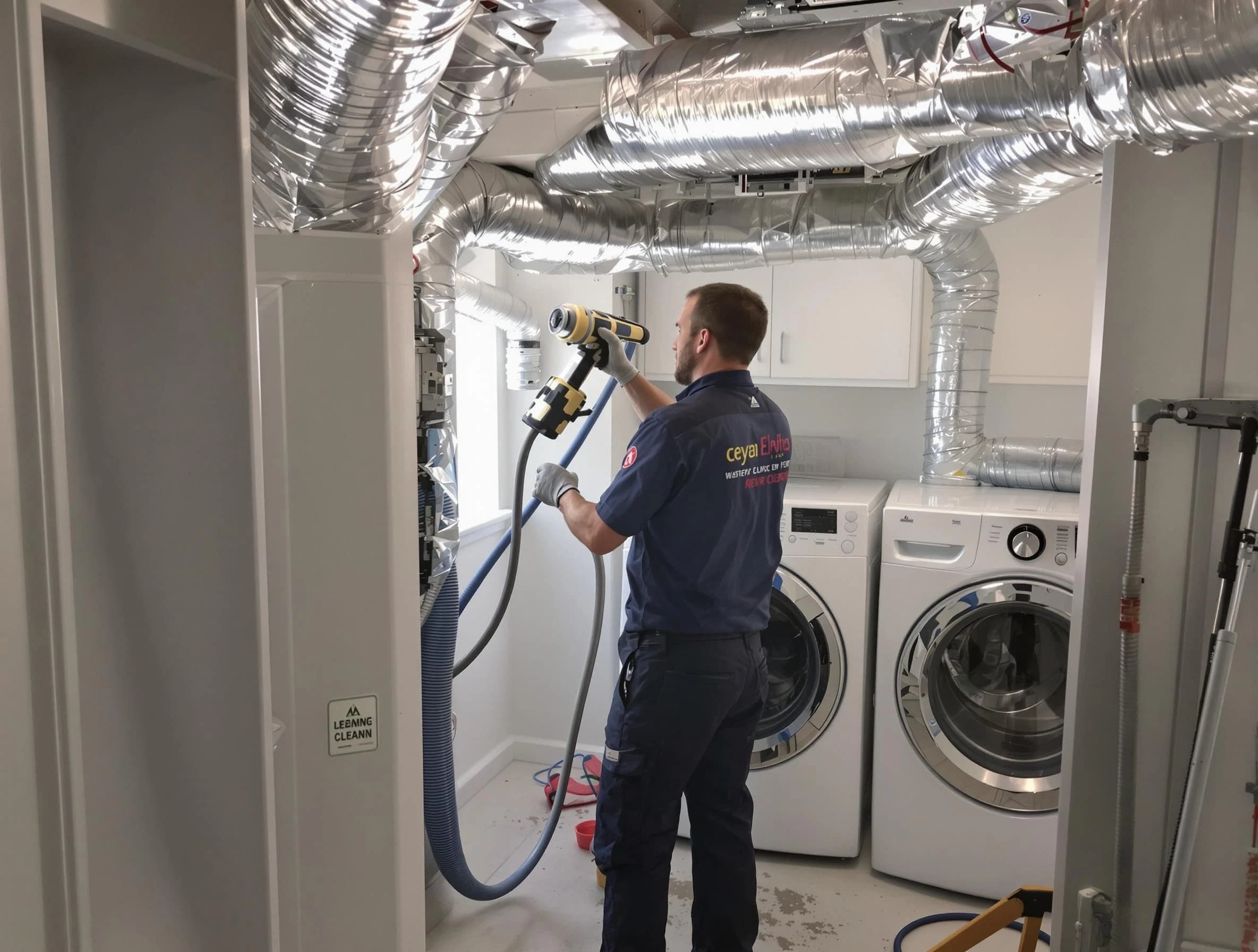 Fontana Dryer Vent Cleaning specialist using advanced equipment for thorough duct cleaning in Fontana